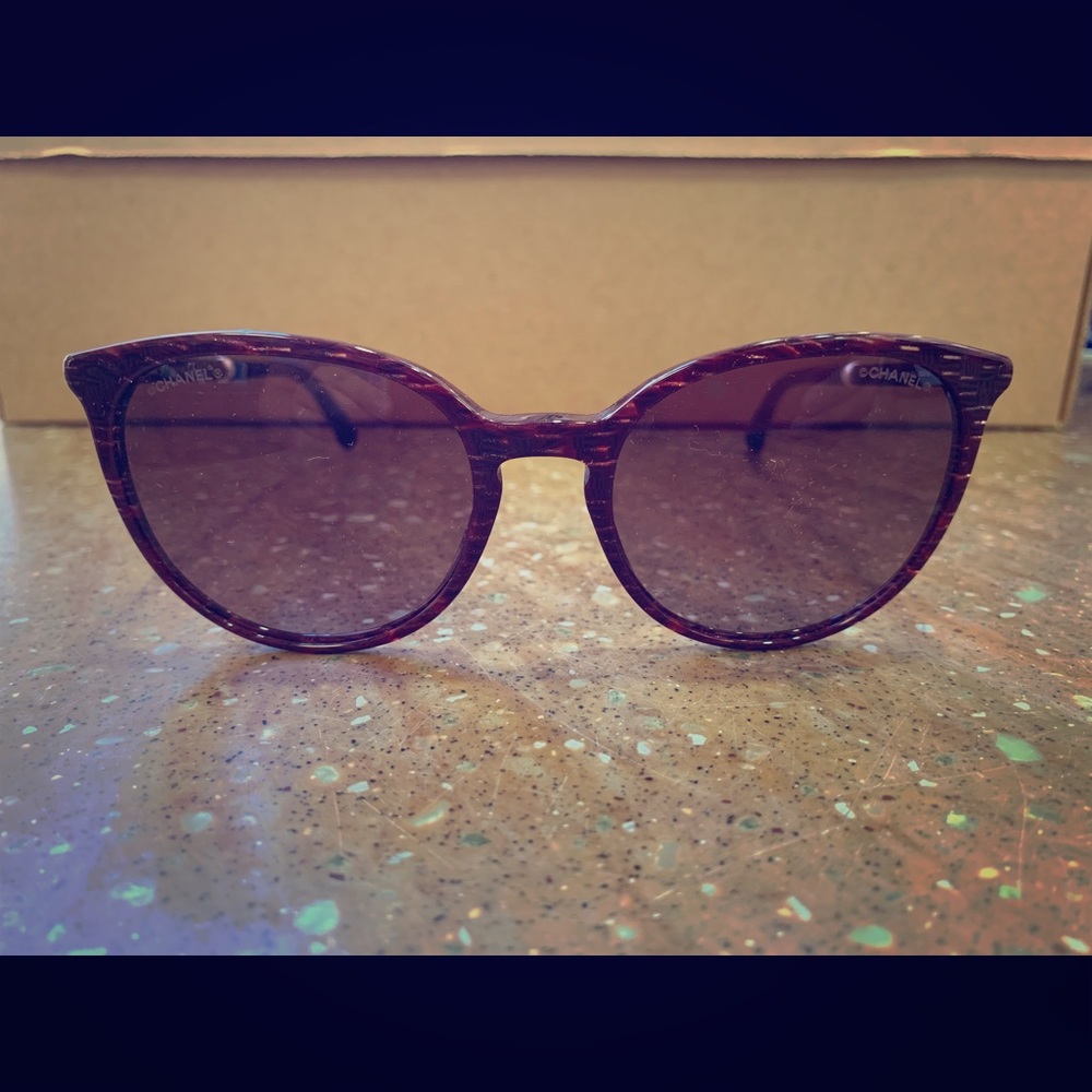 Chanel Butterfly Sunglasses - Glittered Burgundy